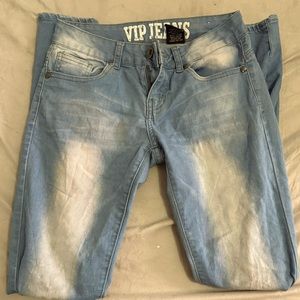 VIP JEANS baby blue bleached low rise jeans